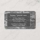 Carte De Visite Parties scintillant de camouflage en argent et en  (Dos)