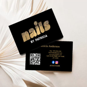Carte De Visite Parties scintillant de clous d'or Typographie Nail