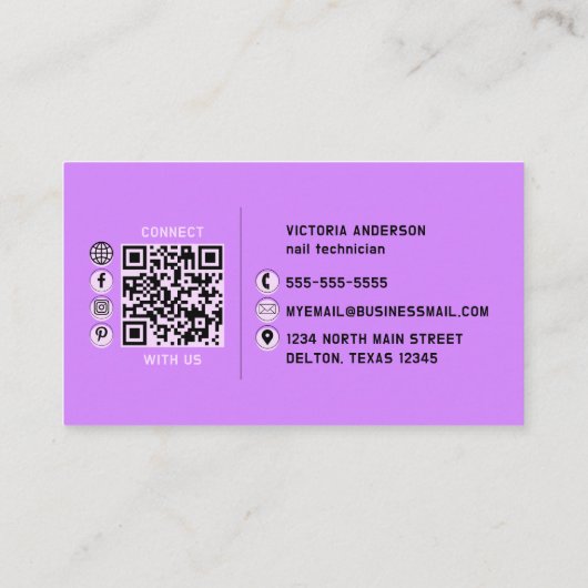 Carte De Visite Parties scintillant de clous violet Dripography Na (Dos)