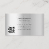 Carte De Visite Parties scintillant de code QR argent gouttes feme (Dos)
