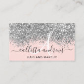 Carte De Visite Parties scintillant de Confetti en argent rose bri (Devant)
