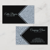 Carte De Visite Parties scintillant de diamants gris étincelant (Devant / Derrière)