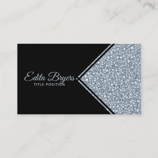 Carte De Visite Parties scintillant de diamants gris étincelant (Devant)