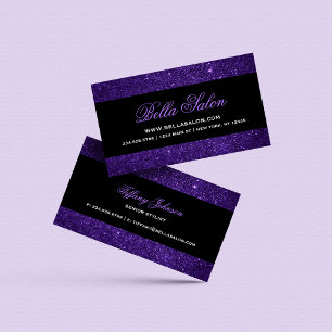 Carte De Visite Parties scintillant de Faux violet et de glam noir