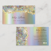 Carte De Visite Parties scintillant de feuille holographique flamb (Devant / Derrière)