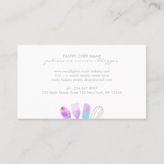 Carte De Visite Parties scintillant de gâteau à pâte à tartiner à  (Dos)