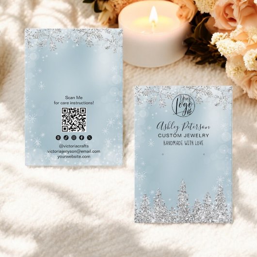 Carte De Visite Parties scintillant de glace bleue logo bijouterie