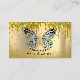Carte De Visite Parties scintillant de goutte d'or du logo papillo