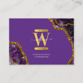 Carte De Visite Parties scintillant de l'agate d'or violet Code QR (Devant)