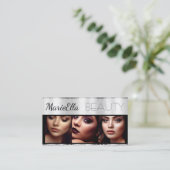 Carte De Visite Parties scintillant de luxe Argent Gris Frontières (Debout devant)