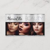 Carte De Visite Parties scintillant de luxe Argent Gris Frontières (Devant)