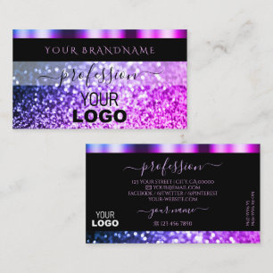 Carte De Visite Parties scintillant de luxe avec logo noir rose vi