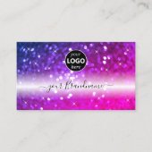 Carte De Visite Parties scintillant de luxe avec logo noir rose vi (Devant)