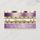 Carte De Visite Parties scintillant de luxe dorée parkling violet  (Devant)
