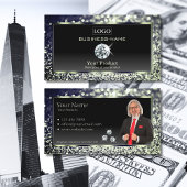 Carte De Visite Parties scintillant de luxe en bleu noir avec logo