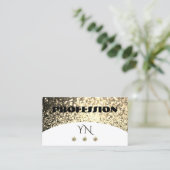 Carte De Visite Parties scintillant de luxe en or blanc avec Monog (Debout devant)