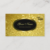 Carte De Visite Parties scintillant de luxe Gold Sparkling sur Bla (Devant)