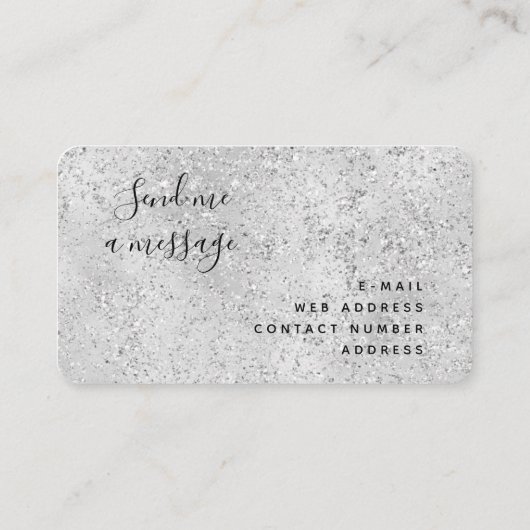 Carte De Visite Parties scintillant de luxe Mod Silver Glam Monogr (Dos)