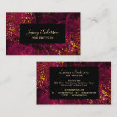 Carte De Visite Parties scintillant de luxe noir rose foncé et fau (Devant / Derrière)