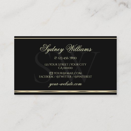 Carte De Visite Parties scintillant de luxe or violet Monogramme n (Dos)