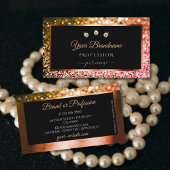 Carte De Visite Parties scintillant de luxe orange rose ombre noir