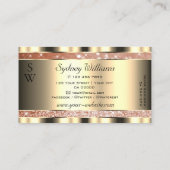 Carte De Visite Parties scintillant de luxe Rose Gold Sparkle Mono (Dos)
