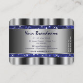 Carte De Visite Parties scintillant de luxe Silver Royal Blue Élég (Dos)