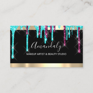 Carte De Visite Parties scintillant de maquillage des clous bleus