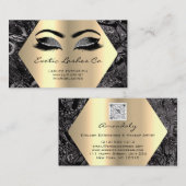 Carte De Visite Parties scintillant de maquillage d'or noir Hexago (Devant / Derrière)