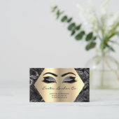 Carte De Visite Parties scintillant de maquillage d'or noir Hexago (Debout devant)
