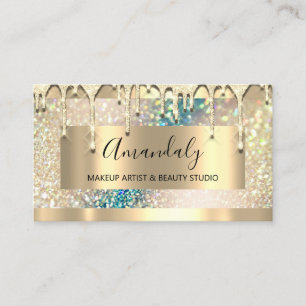 Carte De Visite Parties scintillant de maquillage Holographie d'or