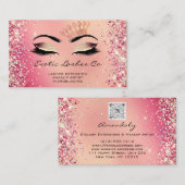 Carte De Visite Parties scintillant de maquillage rose or Lashes C (Devant / Derrière)