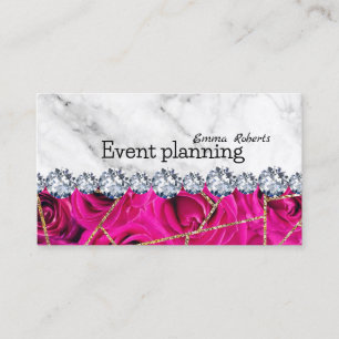 Carte De Visite Parties scintillant de marbre blanc en argent Text
