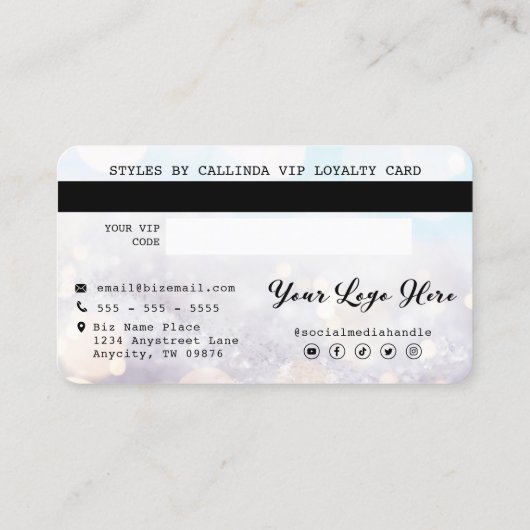 Carte De Visite Parties scintillant de neige Bokeh Loyauté Remise  (Dos)