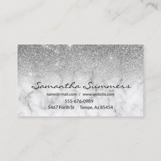 Carte De Visite Parties scintillant de Personnaliser en marbre Par (Dos)