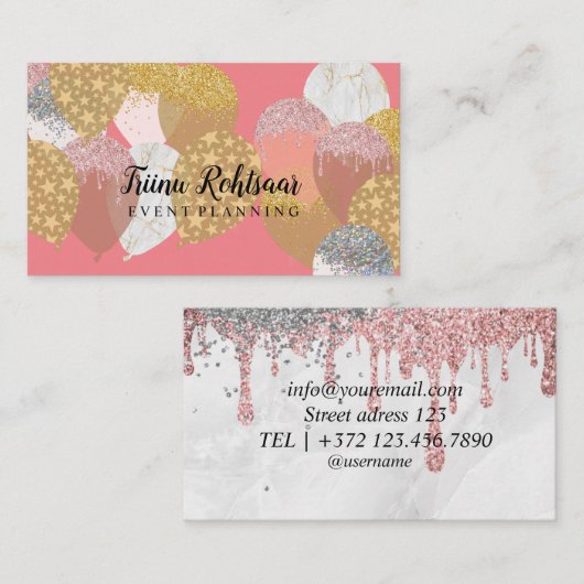 Carte De Visite Parties scintillant de planification d'événements  (Devant / Derrière)