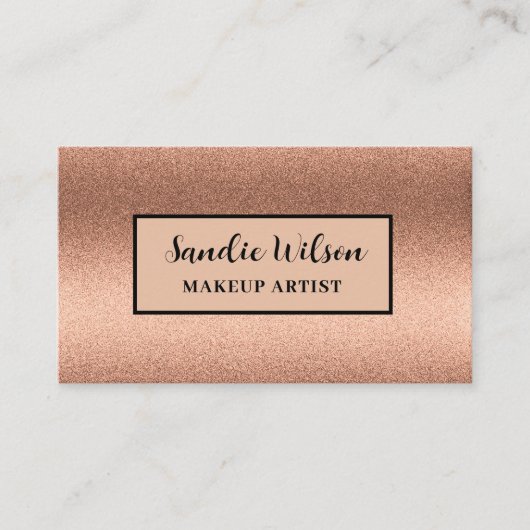 Carte De Visite Parties scintillant de salon rose Gold et Black Ma (Devant)