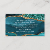Carte De Visite Parties scintillant de verre turquoise Agate Merci (Dos)