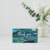 Carte De Visite Parties scintillant de verre turquoise Agate Merci (Debout devant)