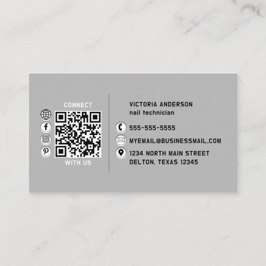 Carte De Visite Parties scintillant des clous en argent Typographi (Dos)