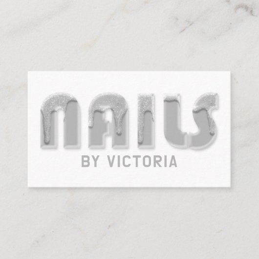 Carte De Visite Parties scintillant des clous en argent Typographi (Devant)