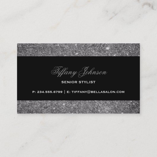 Carte De Visite Parties scintillant des Faux en argent et en noir  (Dos)