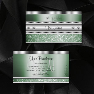 Carte De Visite Parties scintillant d'étincelles vertes en argent 