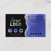 Carte De Visite Parties scintillant d'huile d'argent noire Merci d (Dos)