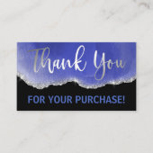 Carte De Visite Parties scintillant d'huile d'argent noire Merci d (Devant)