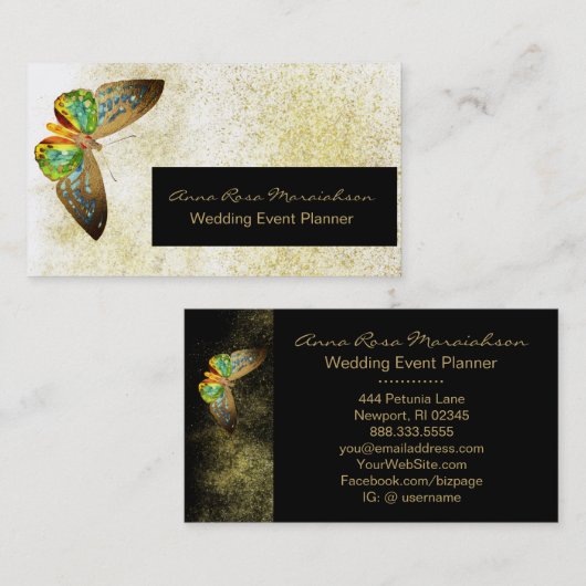 Carte De Visite ** Parties scintillant d'or blanc Beurre doré Chic (Devant / Derrière)