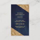Carte De Visite Parties scintillant d'or bleu marine Miel Bee Beek (Dos)
