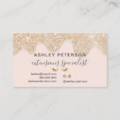 Carte De Visite Parties scintillant d'or chic moderne gouttes d'ea (Dos)