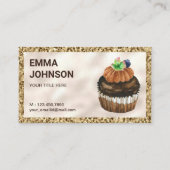 Carte De Visite Parties scintillant d'or Chocolat Cupcake Pâtisser (Devant)