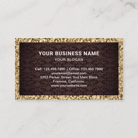 Carte De Visite Parties scintillant d'or Chocolat pâtisserie Chef  (Dos)